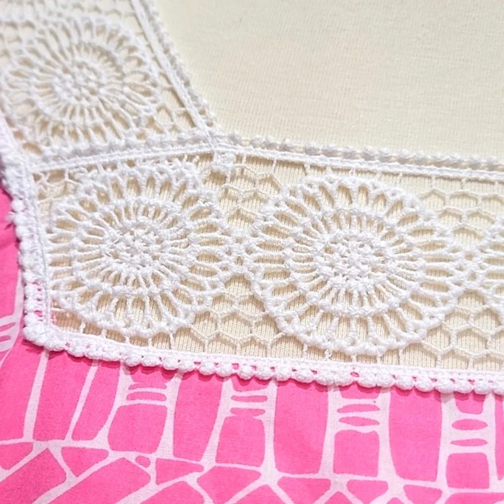 Lilly Pulitzer Chapman Tunic Pink & White Floral Lace Dress Women's Size Small - Picture 5 of 15